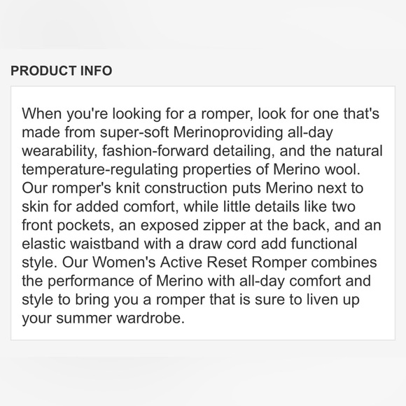 Smartwool Active Reset Romper gray sz S - Picture 7 of 8